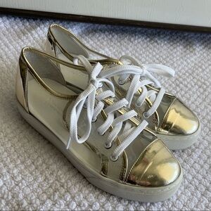 Here/now Jess platform clear and gold sneakers